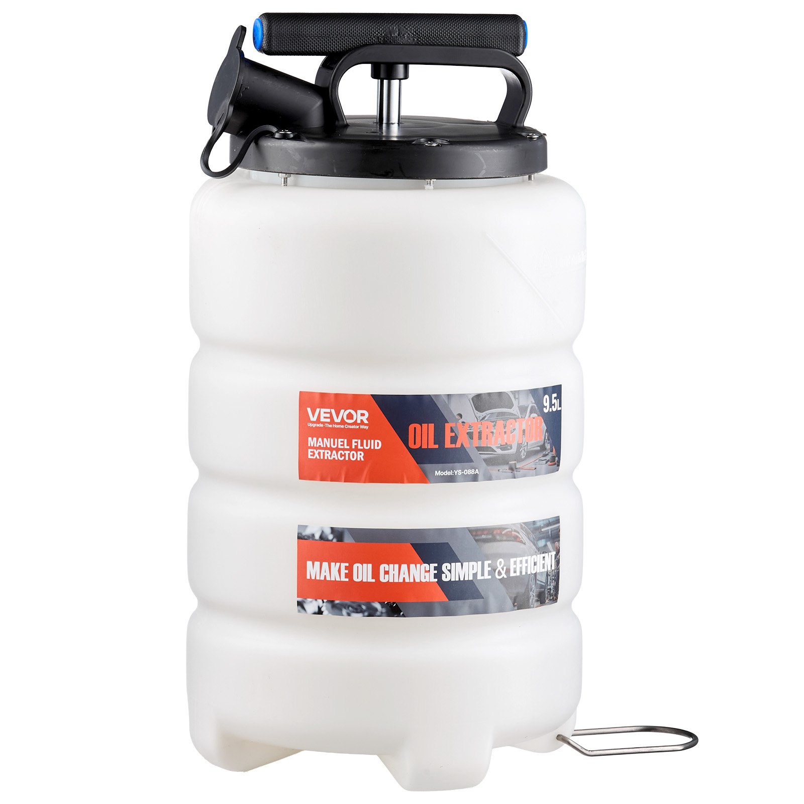 VEVOR vloeistofafzuiger, 9,5 liter inhoud, handmatige oliepomp met slang en verlengslangen, olietransportsysteem met HDPE-tank, pomp voor auto's, grasmaaiers en boten.