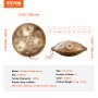 VEVOR Handpan Drum 55cm 9 noten D mineur handtrommelinstrument met hamer