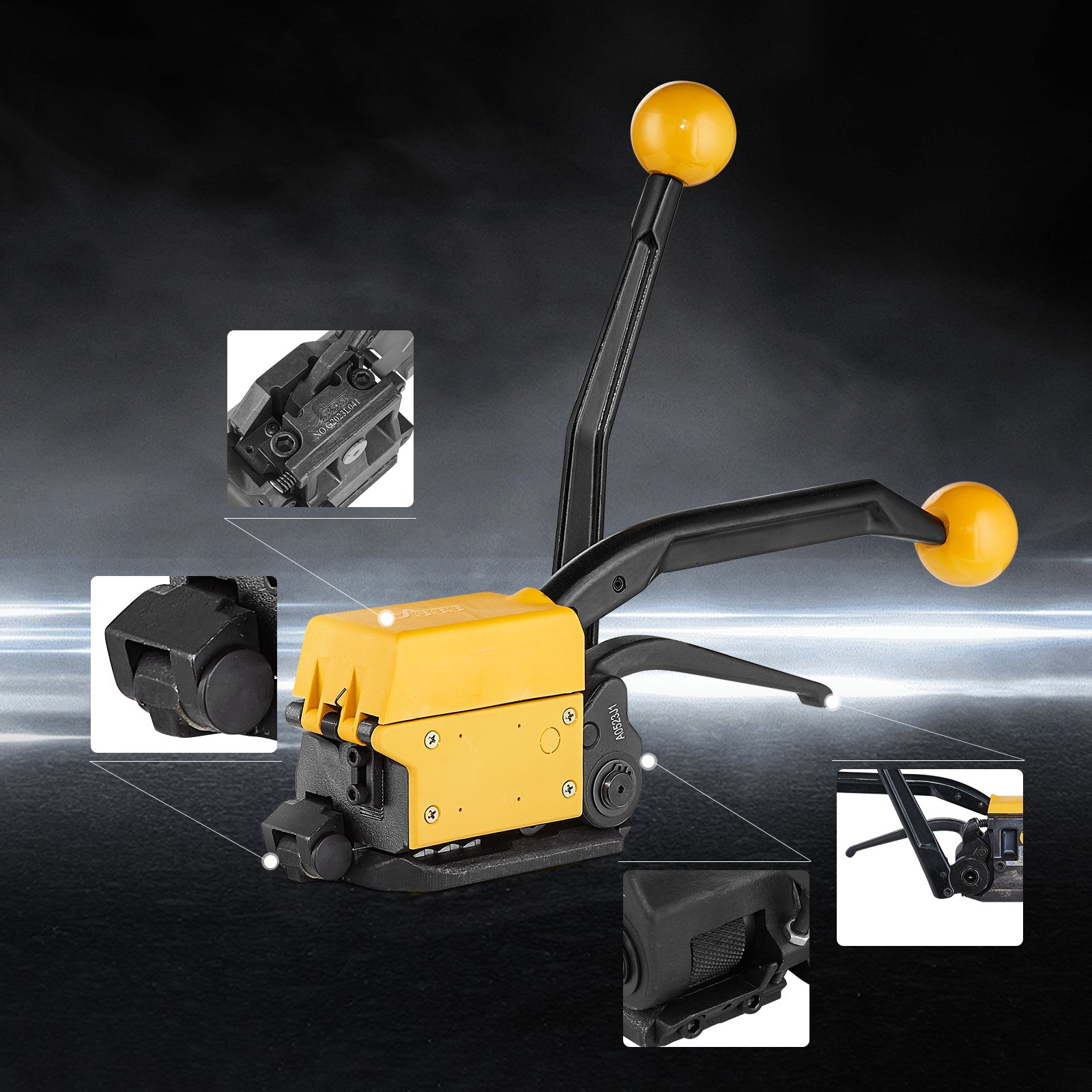 VEVOR-staalbandapparaat voor 1/2"-3/4" breedte, 3-in-1 (spanner, krimper, snijder), handmatige bandverpakkingsbandmachine, verpakkingsmetaalbandmachine voor roestvrij staal