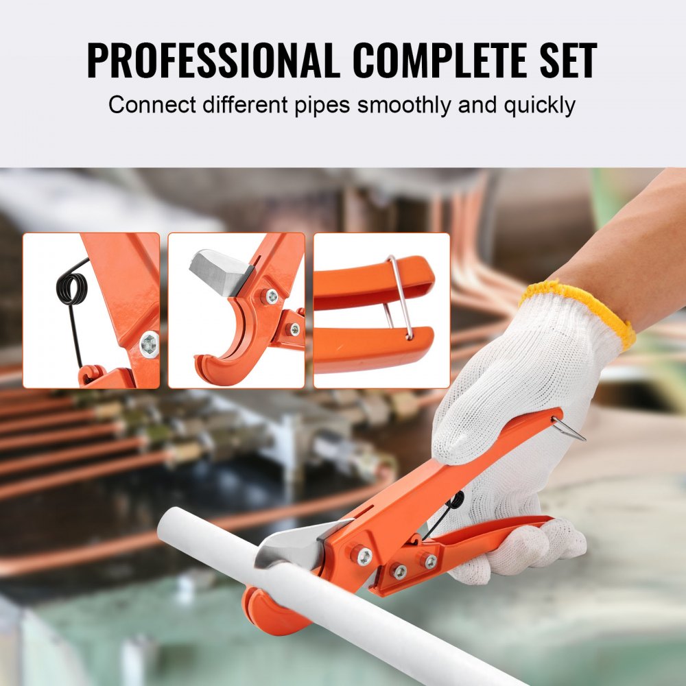 VEVOR Tube Expander Set Manual 0.5-2mm Tube Wall Thickness Tube Expander 3x Expander Heads(1.27/1.9/2.54cm) Ideal for automotive/HVAC maintenance, heating/plumbing and copper tube DIY projects