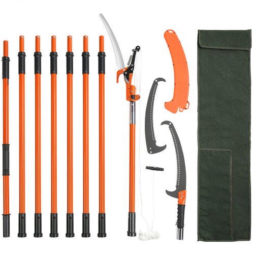 VEVOR Handmatige stokzaag 2,2-8,2 m Uitschuifbare snoeischaar Scherp stalen mes en schaar Hoge takken Takkensnijder met lichtgewicht 8 glasvezel handgrepen voor het snoeien van palmen en struiken