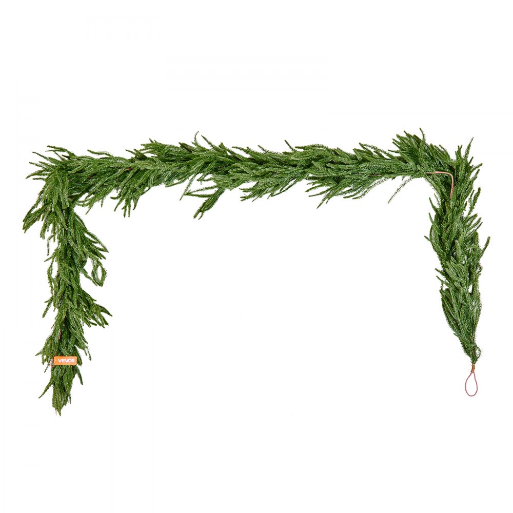 VEVOR Kerstkrans, 2750 mm, Realistische Norfolk Dennenkrans, Dennenkrans, Kunstmatige Groenkransen, voor Binnen- en Buitenkerstdecoratie op Tafel, Schoorsteenmantel en Open Haard