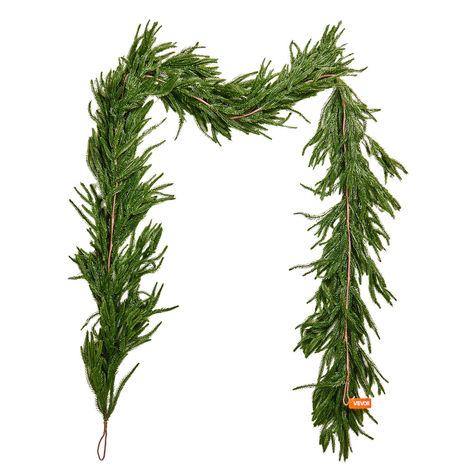 VEVOR Kerstkrans, 2750 mm, Realistische Norfolk Dennenkrans, Dennenkrans, Kunstmatige Groenkransen, voor Binnen- en Buitenkerstdecoratie op Tafel, Schoorsteenmantel en Open Haard