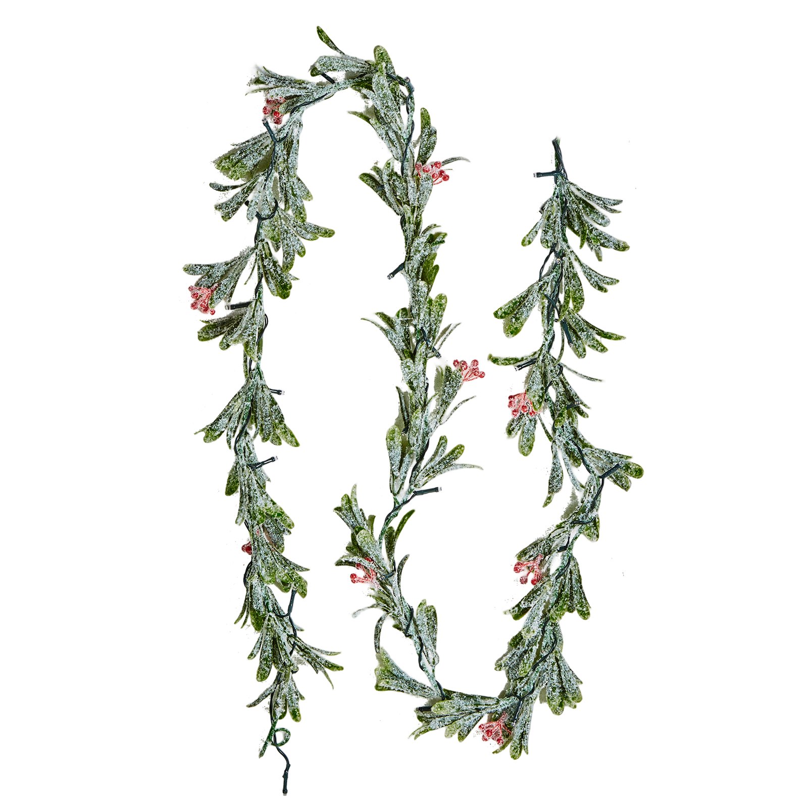 VEVOR Christmas Garland, 6.6-FT Realistic Greenery Decorated with Vines, Olive Leaves, and Berries, Evergreen Faux Garlands with Light String for Indoor Outdoor Xmas Decoration on Mantel Fireplace