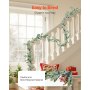 VEVOR Christmas Garland, 9-FT Realistic Greenery Decorated with Vines, Olive Leaves, and Berries, Evergreen Faux Garlands with Light String for Indoor Outdoor Xmas Decoration on Mantel Fireplace