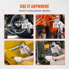 VEVOR-vetspuit, 3500 PSI, capaciteit 4 OZ / 120 CC, professioneel handpistool, met 11,65" flexibele slang, 2 zwarte platte koppelingen, 1 versterkt mondstuk en 2 stijve metalen buizen