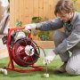 VEVOR Rioolreinigingsmachine 50 FT x 3/8 Inch, Rioolveer met Handmatige Aanvoer, 250 W Elektrische Rioolreinigingsmachine met 4 Snijmessen en Luchtgeactiveerde Voetschakelaar voor 2" tot 4" Buizen
