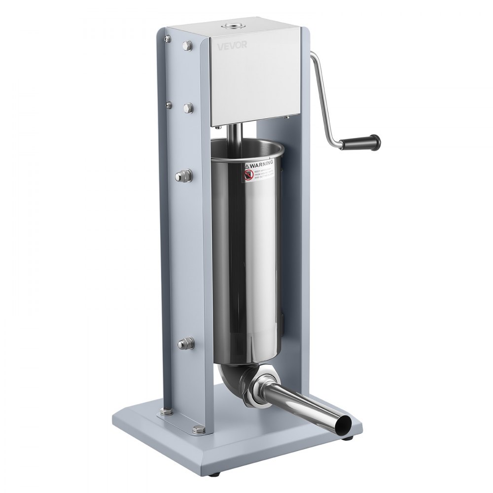 VEVOR Manual Sausage Stuffer, 11 LBS / 5 L Vertical Meat Stuffer, Heavy Duty Sausage Casing Meat Stuffing Machine, Dual-Speed Stainless Steel Filler with 5 Filling Tubes, for Commercial and Home Use