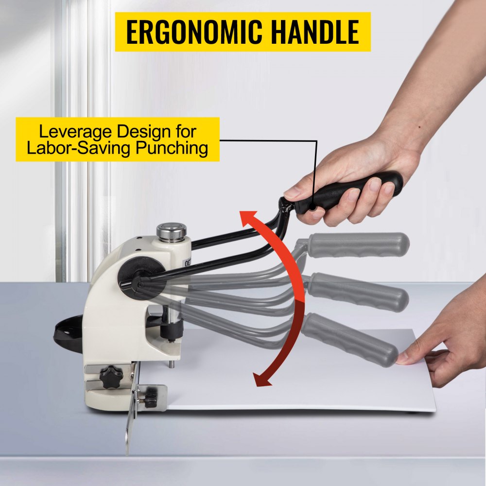 VEVOR Handleiding Perforator Machine 300 Vel Heavy Duty Hole Punch 13 x 26,5 x 37 cm Heavy Duty One Hole Punch Perforator uit Metalen Behuizing en Stalen Boor met Instelbaar Gatenafstand en Handgreep