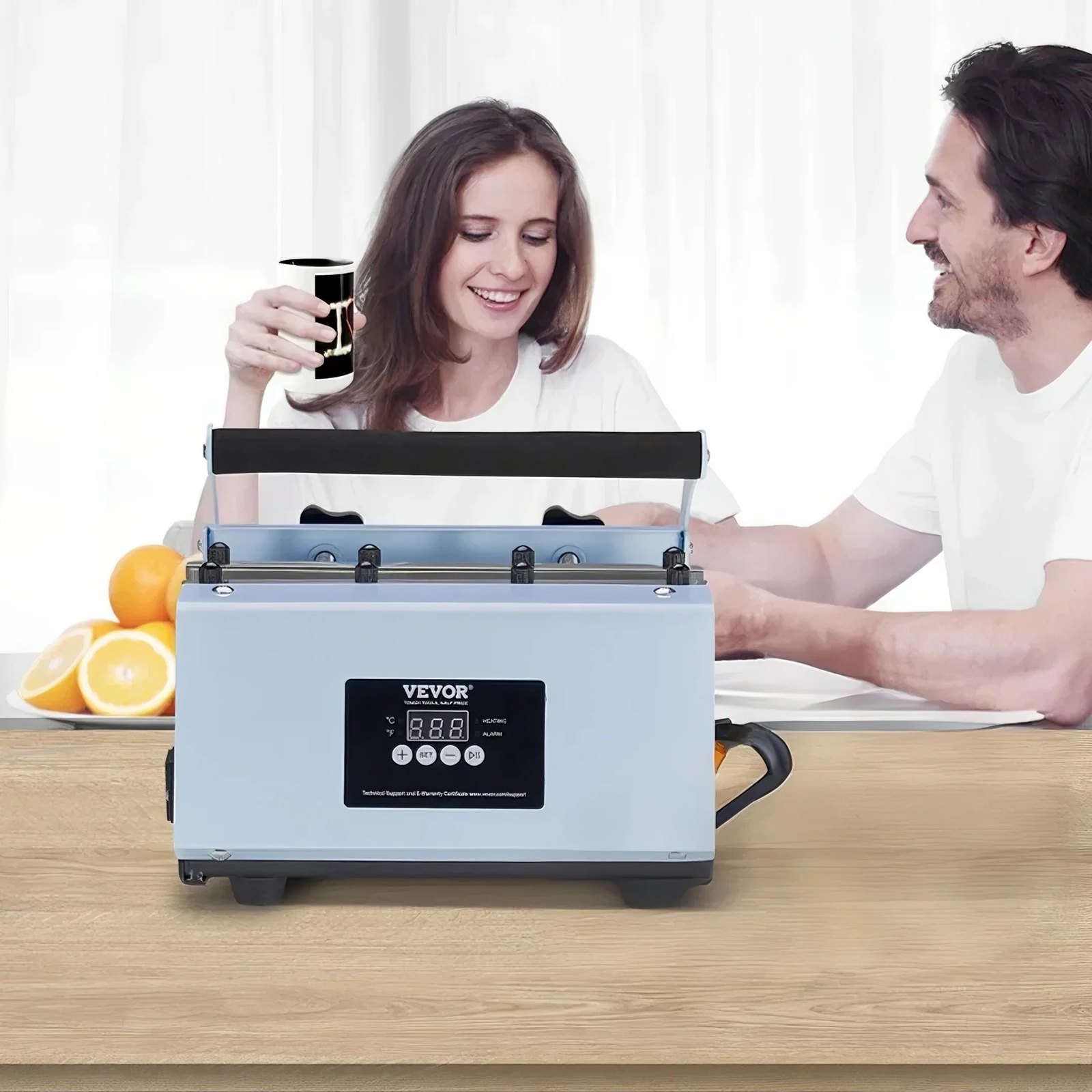 VEVOR Tumbler Heat Press, 11-30 oz Mokpers, Snelle en gelijkmatige verwarming, Tumbler Press met sublimatiepapier, tape en handschoenen, temperatuur- en tijdsinstelling