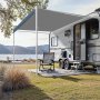 VEVOR Caravan Luifel Universele Intrekbare RV Luifels (457 cm) Waterdichte Camper Luifel met Aluminium Legering Frame, Buiten Luifel met Witte Standaard en Blauwe Verloop Stoffen