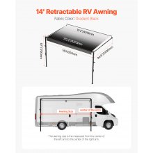VEVOR Caravan Luifel 427cm Handmatige Zonnescherm Zeil Campers Intrekbaar