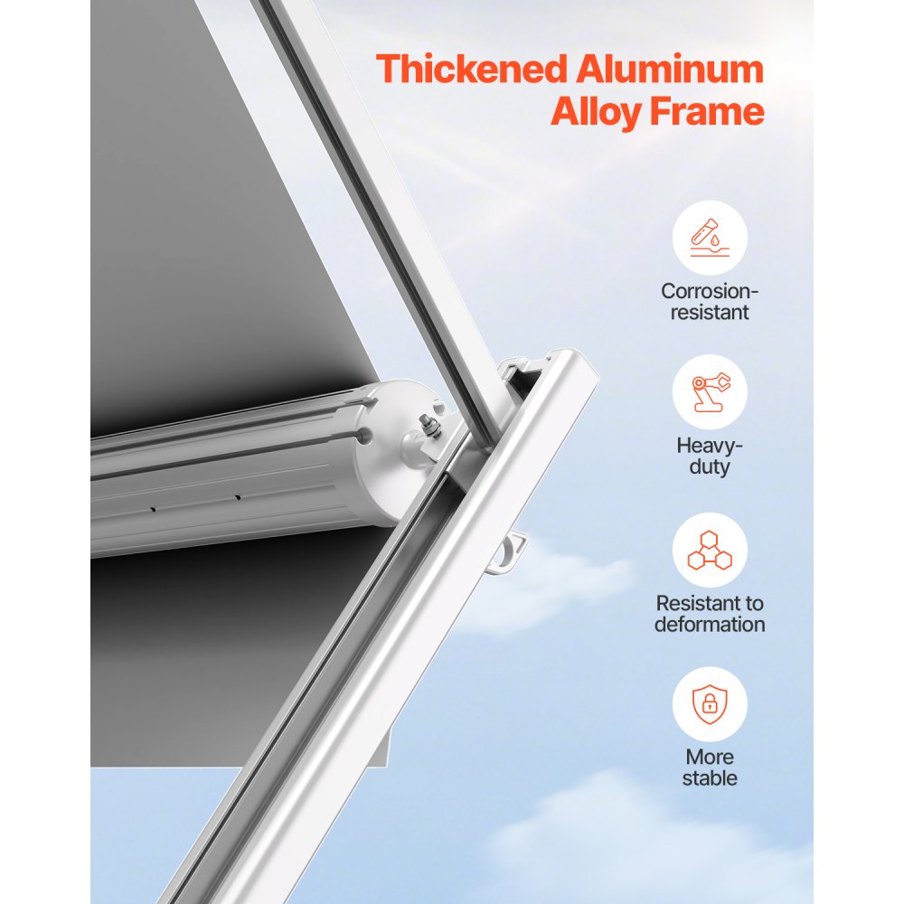 VEVOR Luifel Universele Privacy Screen RV Luifels (609,6 cm) Waterdichte Camper Luifel met Aluminiumlegering Frame, Buiten Luifel met Witte Standaard en Blauwe Verloopstoffen