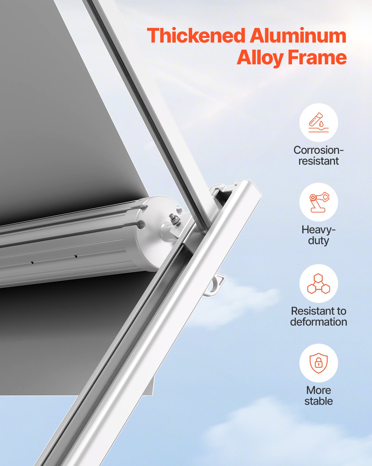 VEVOR Luifel Universele Privacy Screen RV Luifels (609,6 cm) Waterdichte Camper Luifel met Aluminiumlegering Frame, Buiten Luifel met Witte Standaard en Blauwe Verloopstoffen