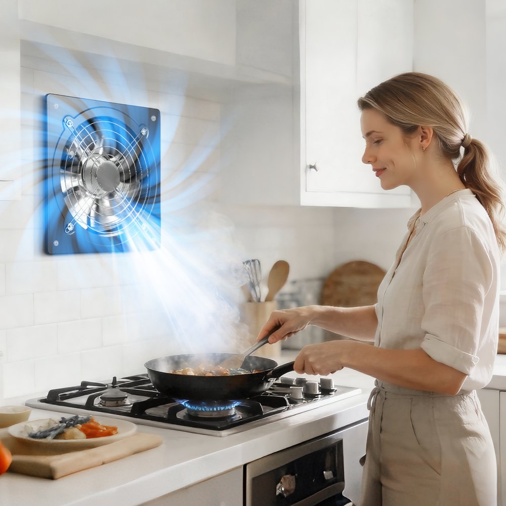 VEVOR Afzuigventilator 300x300 mm, Krachtige wandventilator 1678 m³/h, met snelheidsregeling, 50 W, Stille ventilator voor zolder, garage, kelder, werkplaats, keuken en kippenhok.