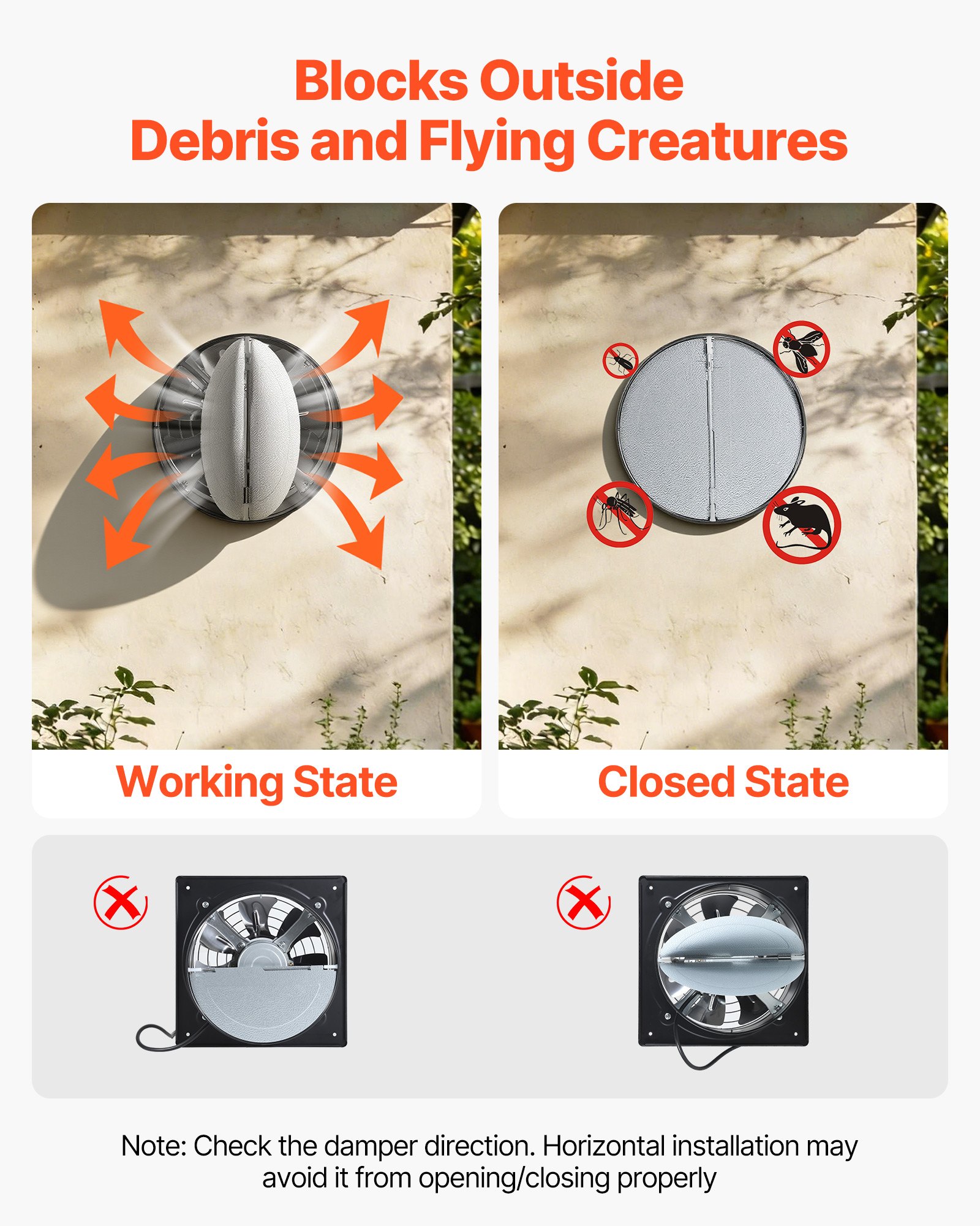 VEVOR Afzuigventilator 300x300 mm, Krachtige wandventilator 1678 m³/h, met snelheidsregeling, 50 W, Stille ventilator voor zolder, garage, kelder, werkplaats, keuken en kippenhok.