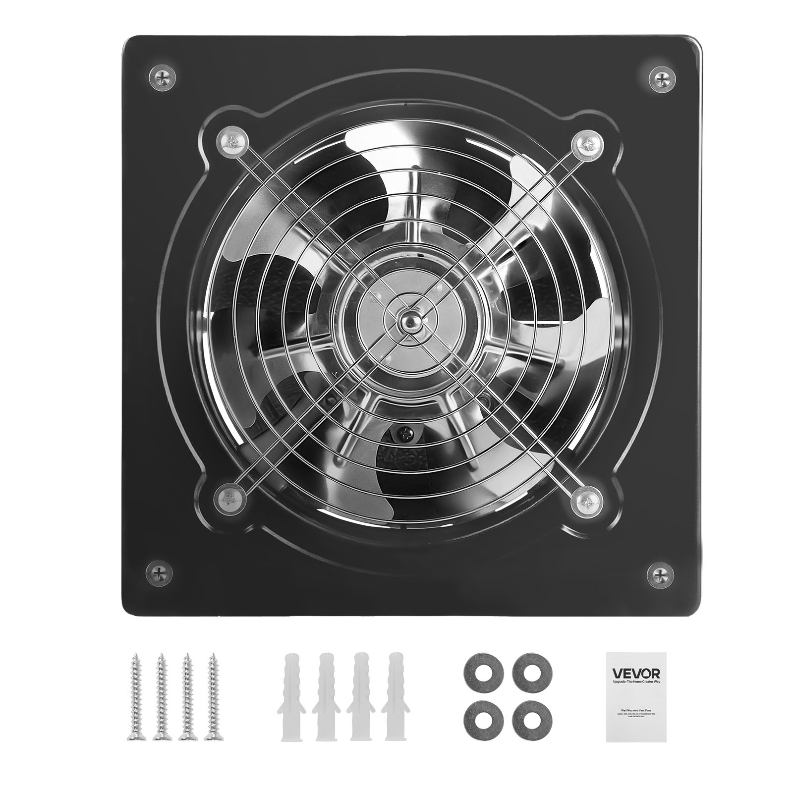 VEVOR 8 Inch Exhaust Fan, 576 CFM High Velocity Wall Mount Vent Fan with Speed Control, Low Consumption, Portable Ventilation Extractor for Attic,Garage,Basement,Workshop,Kitchen, Chicken Coop,Black