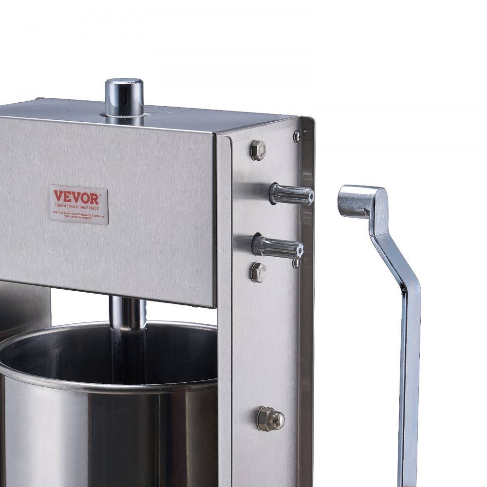 VEVOR handmatige worstvulmachine, 10L/22lb verticale worstmaker, vleesvulmachine met twee snelheden, gemaakt van roestvrij staal 304 van voedingskwaliteit, inclusief 5 vulbuizen, voor thuis, keuken, restaurant en commercieel gebruik