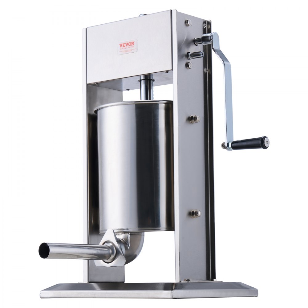 VEVOR handmatige worstvulmachine, 10L/22lb verticale worstmaker, vleesvulmachine met twee snelheden, gemaakt van roestvrij staal 304 van voedingskwaliteit, inclusief 5 vulbuizen, voor thuis, keuken, restaurant en commercieel gebruik