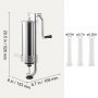 VEVOR Handmatige worstvulmachine, worstvulmachine, 3 L, roestvrij staal + aluminium, professionele zilveren worstmachine inclusief 16 / 19 / 22 mm vulbuizen, verticale worstpers met tafelklem, zelfgemaakt