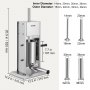 VEVOR Handmatige worstvuller Worstvulmachine 3 L, roestvrij staal + aluminium Professionele zilveren worstmachine inclusief 37 / 30 / 21 / 15 mm vulbuizen, 2-versnellingsbak Verticale worstpers Handzwengel
