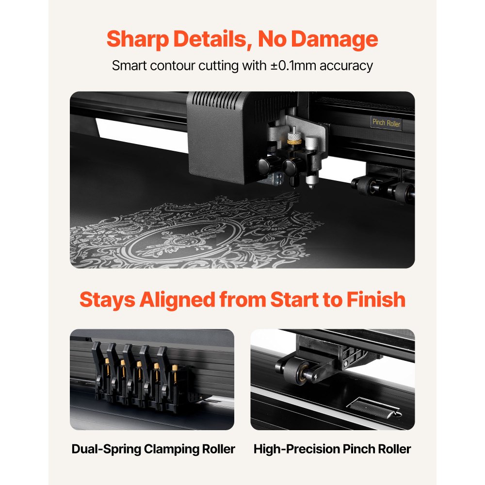 VEVOR Vinyl Cutter Machine, 1350 mm Max Feed Width, Dual Blades, Adjustable Force and Speed, LED Display, Vinyl Plotter Cutter Printer with Signmaster Software for Compatible with Windows and macOS
