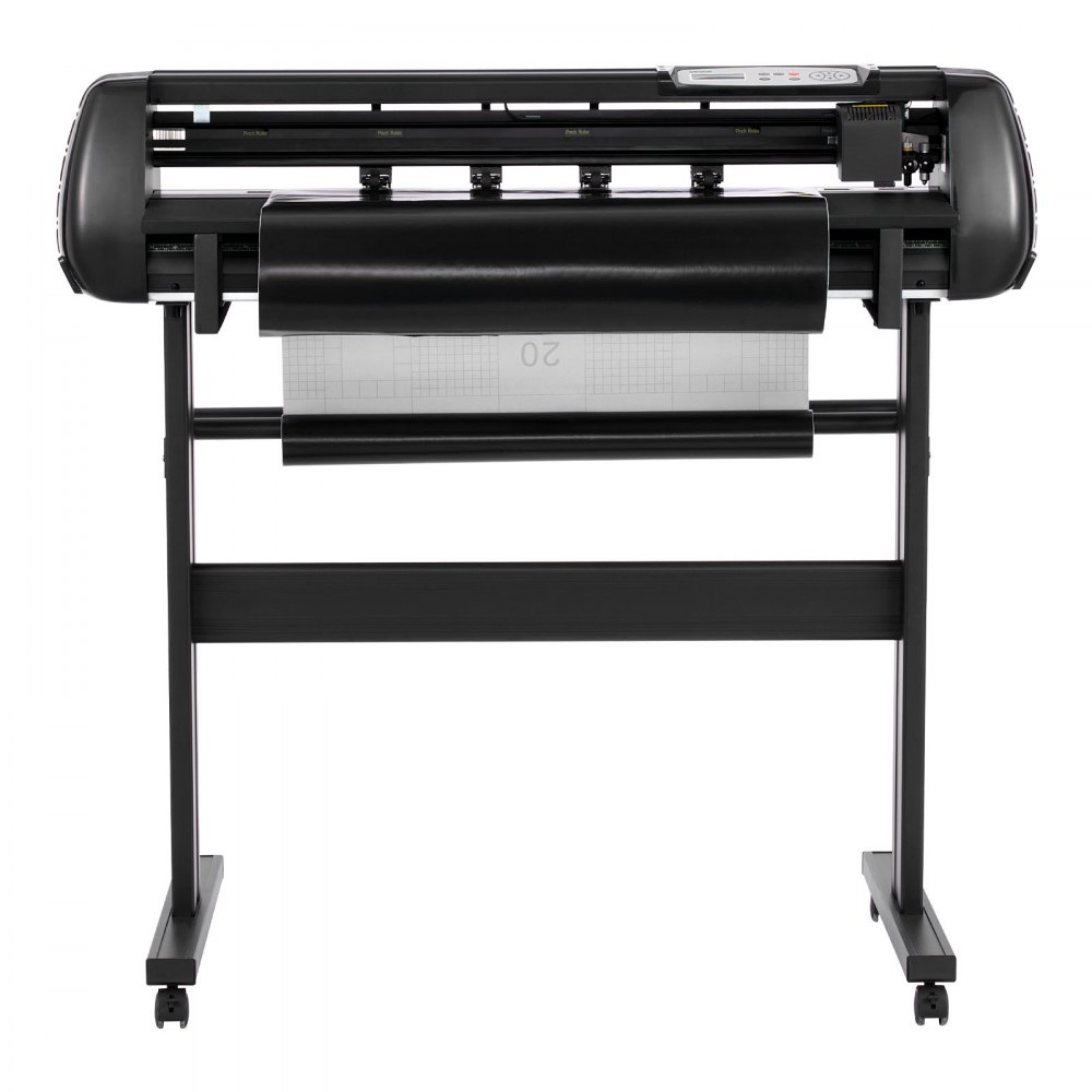 VEVOR Vinyl Cutter Machine, 870 mm Max Feed Width, Dual Blades, Adjustable Force and Speed, LED Display, Vinyl Plotter Cutter Printer Bundle with Sticker Sheets, Transfer Film, Signmaster Software