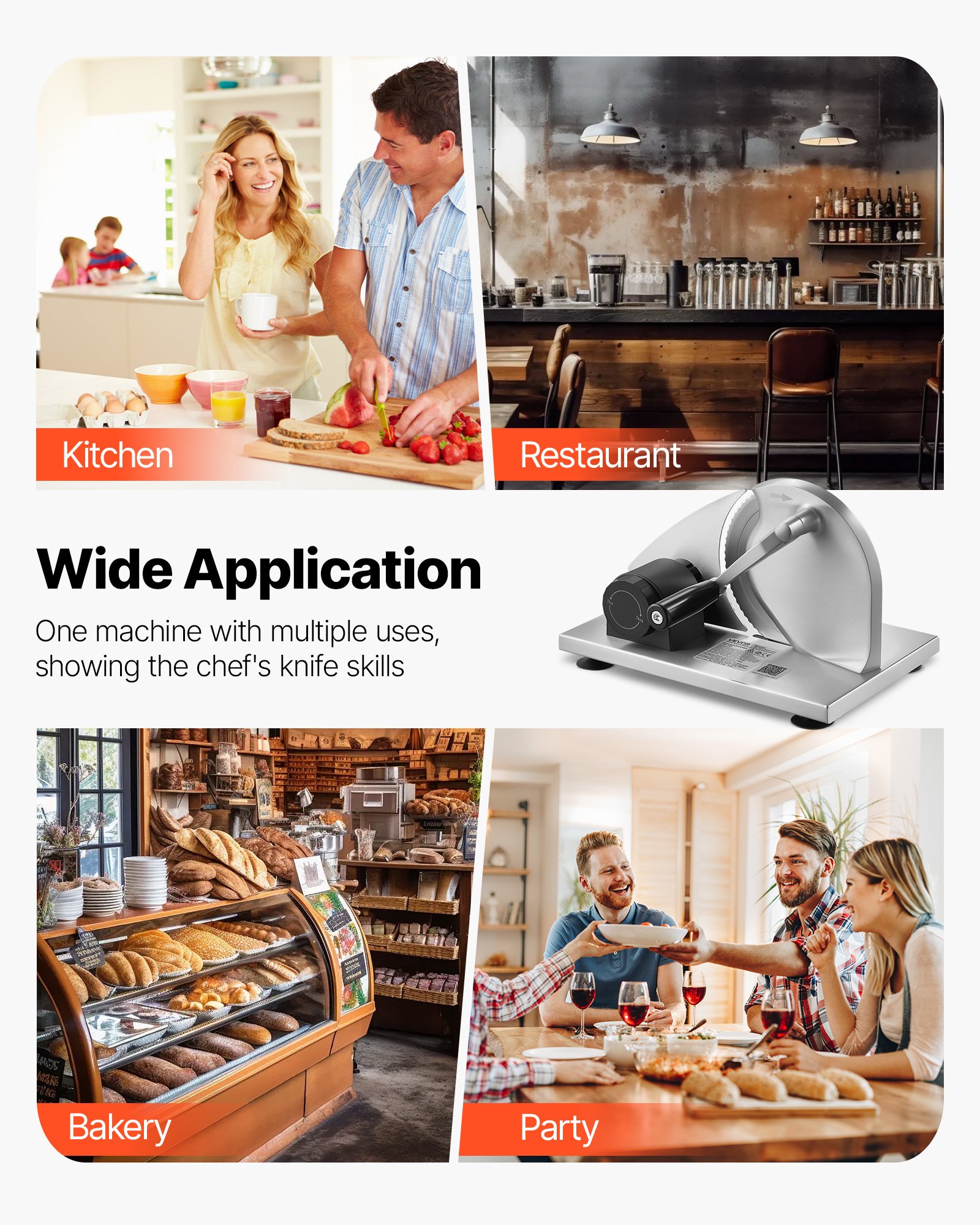 VEVOR Handmatige Broodsnijmachine, Kaassnijmachine met Verstelbare Snijdikte (0–15 mm), Handbediende Broodsnijmachine met Microgekarteld Roestvrijstalen Mes voor Keuken, Bakkerij en Feesten