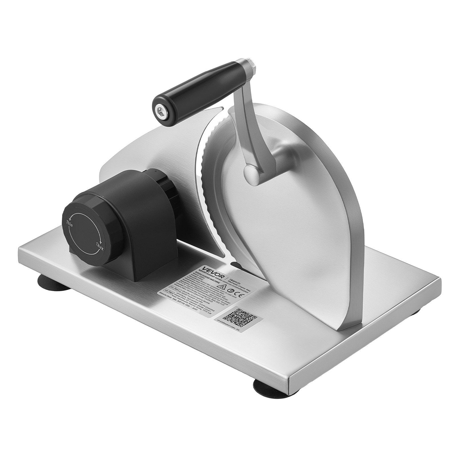 VEVOR Handmatige Broodsnijmachine, Kaassnijmachine met Verstelbare Snijdikte (0–15 mm), Handbediende Broodsnijmachine met Microgekarteld Roestvrijstalen Mes voor Keuken, Bakkerij en Feesten