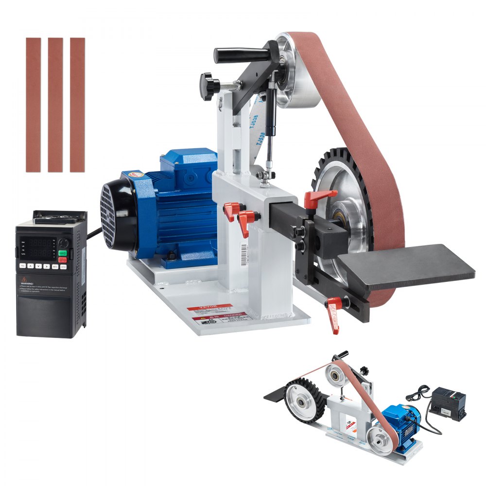 VEVOR Belt Grinder Sander 72 x 2-Inch Variable Speed with VFD 3 Grinding Moulds