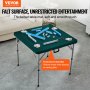 VEVOR Mahjong Table, Fold-in-Half 4 Player Card Table with Wear-Resistant Green Tabletop, Portable Bi-Folding Square Domino Table with Carrying Handle for Outdoor Camping Picnic Party, 34 x 34-inch