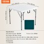 VEVOR Mahjong Table, Fold-in-Half 4 Player Card Table with Wear-Resistant Green Tabletop, Portable Bi-Folding Square Domino Table with Carrying Handle for Outdoor Camping Picnic Party, 34 x 34-inch