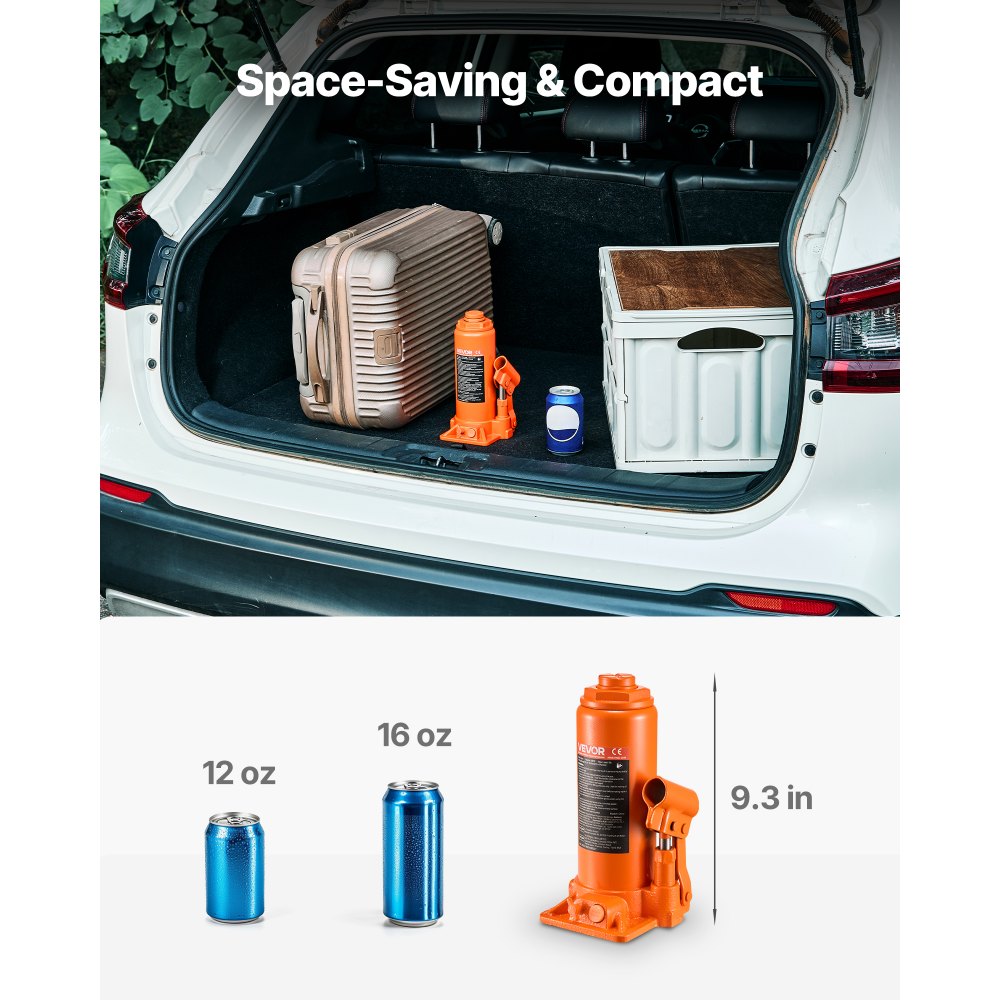 VEVOR hydraulische fleskrik met 10 t capaciteit, 235-470 mm hefbereik, fleskrik met lassysteem voor auto-pick-up SUV autoreparatie, fleskrik oranje autokrik zwaar