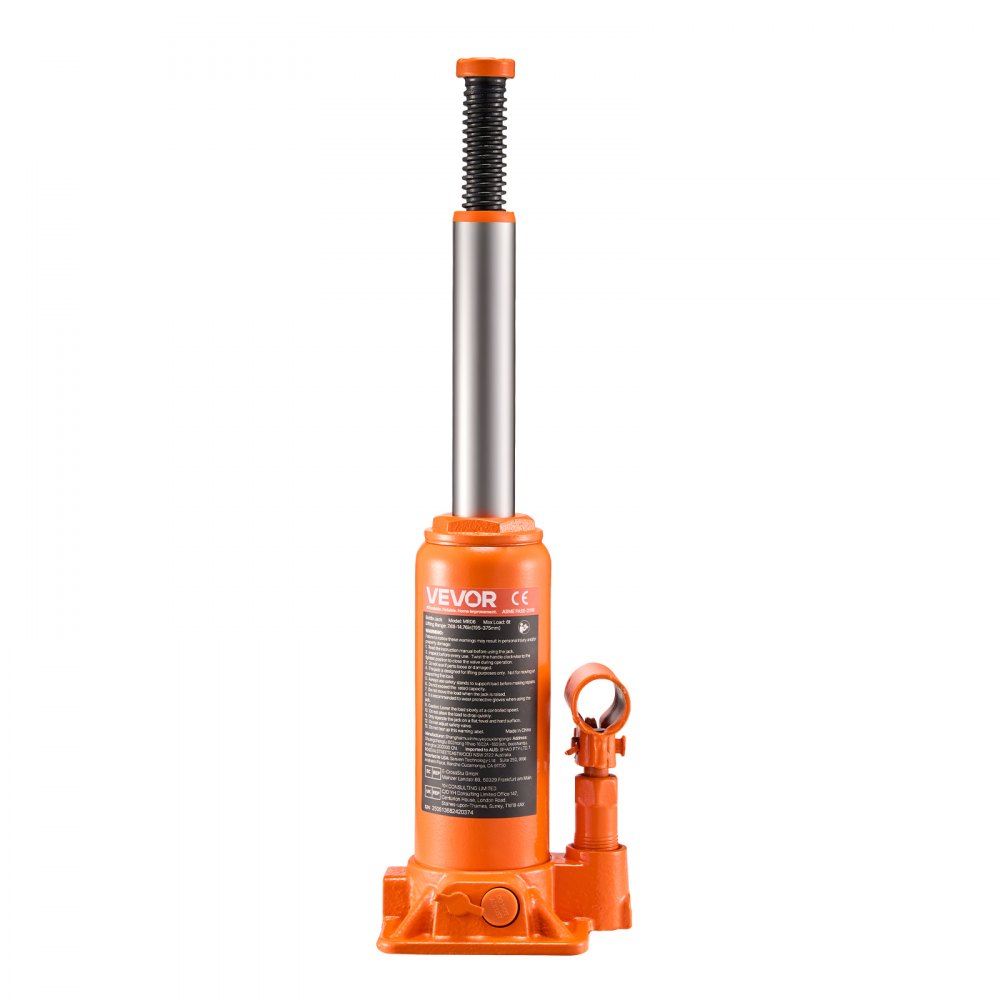 VEVOR hydraulische fleskrik met 6 t capaciteit, 195-375 mm hefbereik, fleskrik met lassysteem voor auto-pick-up SUV autoreparatie, fleskrik oranje autokrik zwaar