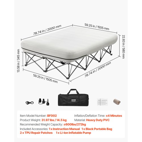 COSTWAY Luchtbed voor kinderen, 2-in-1 opblaasbaar kinderbed met matras COSTWAY Luchtbed voor kinderen, 2-in-1 opblaasbaar kinderbed met matras