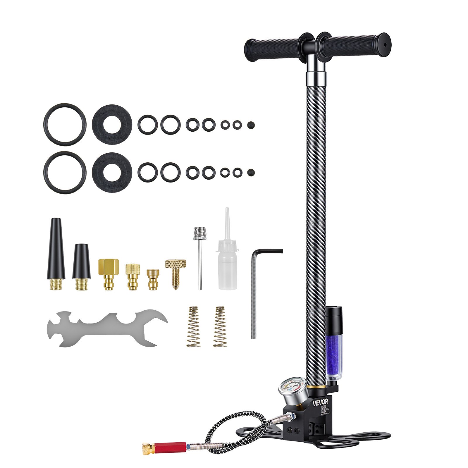 VEVOR PCP handpomp, 3,5-traps hogedrukpomp 31,03 MPa, vloerpomp met olie-waterfilter, manometer en roestvrijstalen behuizing, voor luchtgeweren, paintball, banden oppompen en opblaasboten.