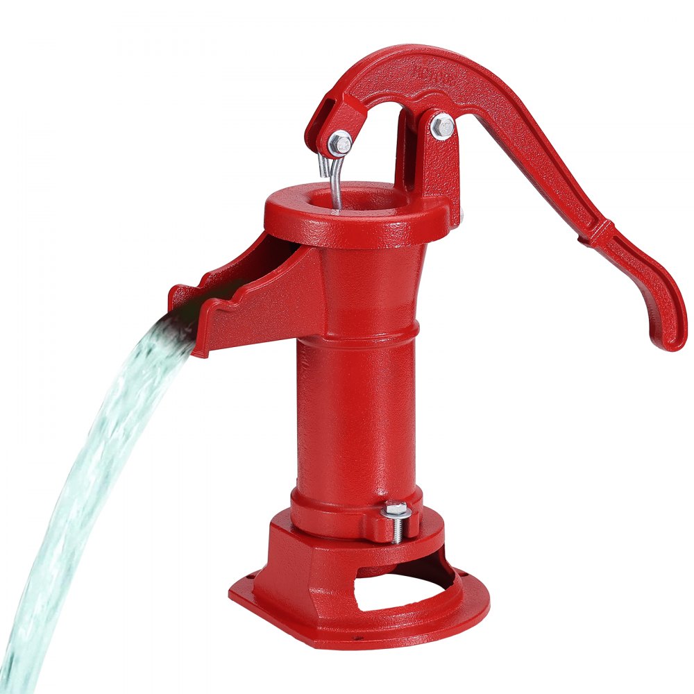 VEVOR Antique Well Hand Pitcher Pump, 25 ft Maximum Lift, Cast Iron Manual Hand Water Pump with Ergonomic Handle G1-5/8" Easy Installation, Old Fashioned for Outdoor Home Yard Garden Pond Farm, Red