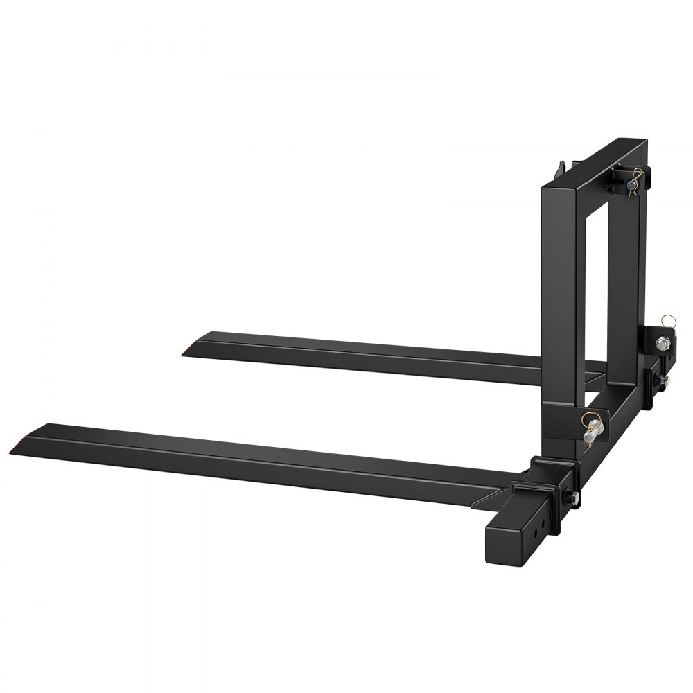 VEVOR 3 Point Hitch Pallet Forks 4000 lbs 50 in Tractor Fork Attachment, Great for Category 1 Tractors, 29-46 in Adjustable Width, Heavy-Duty Reinforced Steel Body, Quick-Attach System, Orange Tips