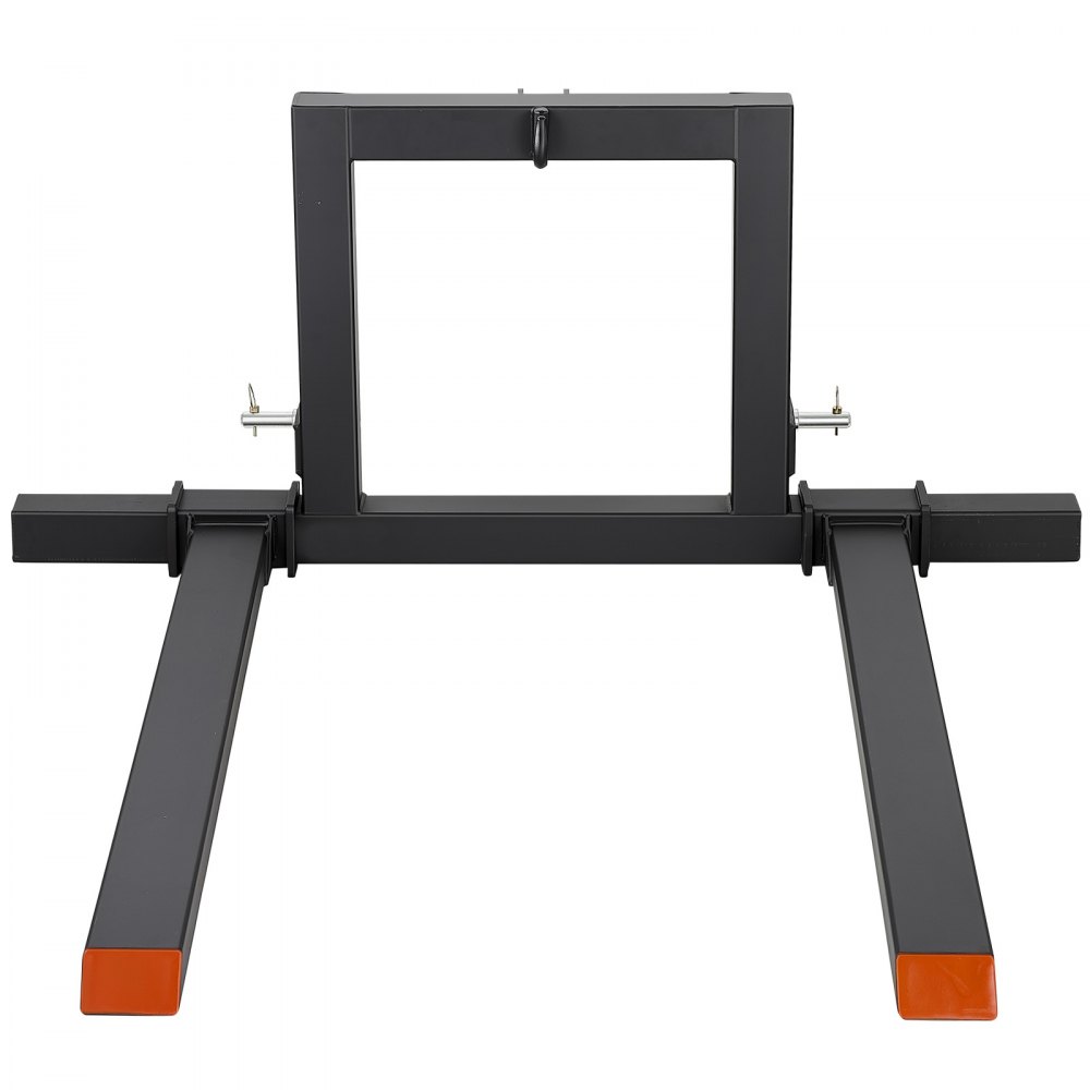 VEVOR 3 Point Hitch Pallet Forks 4000 lbs 50 in Tractor Fork Attachment, Great for Category 1 Tractors, 29-46 in Adjustable Width, Heavy-Duty Reinforced Steel Body, Quick-Attach System, Orange Tips