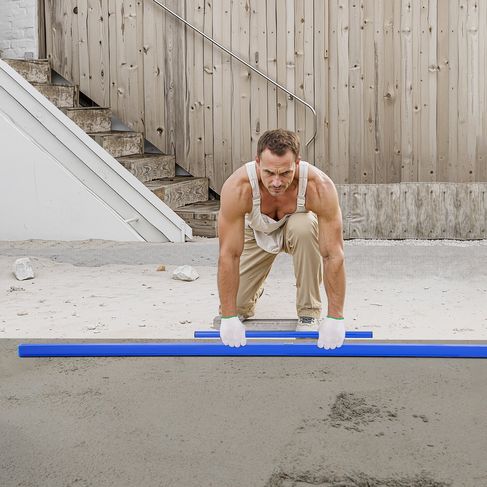 VEVOR Betonvloer, 240 cm vloer met waterpas, eenvoudig te reinigen en eindkapontwerp, aluminium en omkeerbare handgreep voor het waterpas stellen van vloeren, voor kleine bouwplaatsen en woningrenovaties