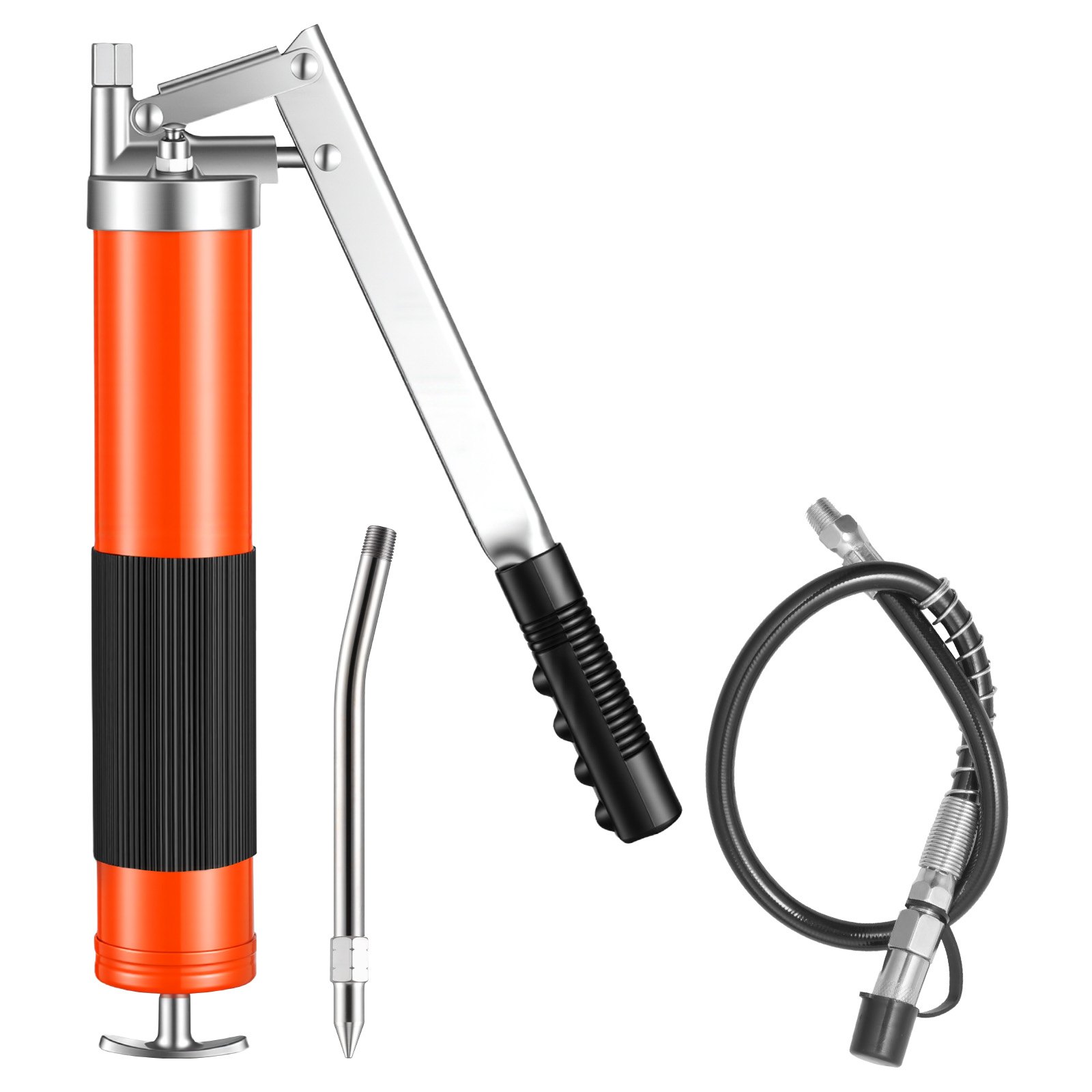 VEVOR Vetpistool, 689 bar, Vetpistoolset met pistoolgreep en een inhoud van 0,4 liter, handvetpistool inclusief 45,7 cm flexibele slang, 1 verlengbuis en 1 scherp mondstuk voor gebruik in auto's en boten.