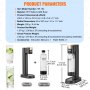 VEVOR sparkling water maker with dimensions, weight, and accessories info. includes soda dispenser and bpa-free bottle.