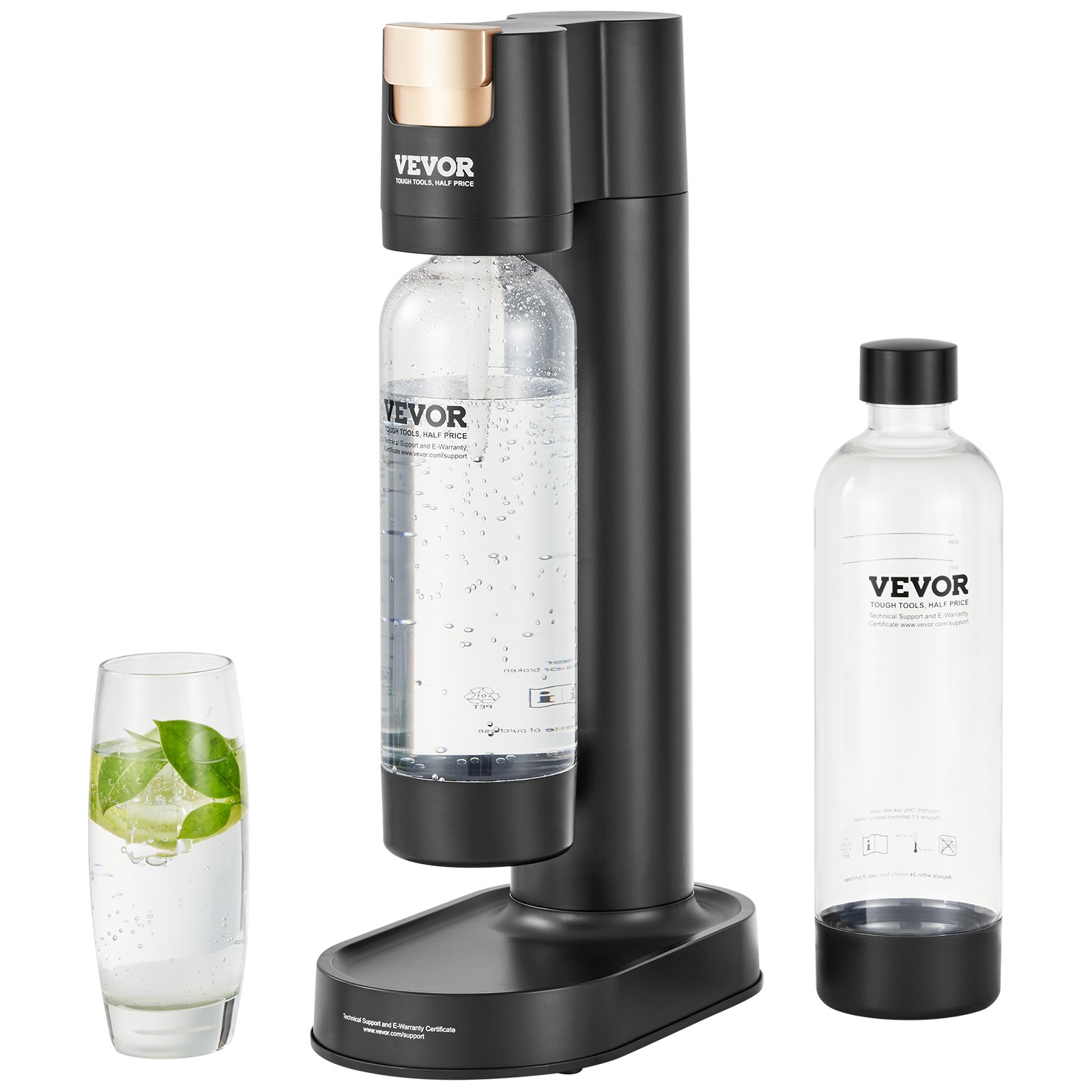 VEVOR Water Carbonator voor bruisend water thuis, 2 BPA-vrije 1-liter PET-flessen, compatibel met schroefbare 60-liter CO2-flessen (NIET inbegrepen)