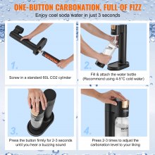 VEVOR bruiswatermaker, frisdrankmakermachine voor sprankelend thuis, Seltzer waterstartset met BPA-vrije 1L PET-fles, CO2-fles, compatibel met inschroefbare 60L CO2-flessen