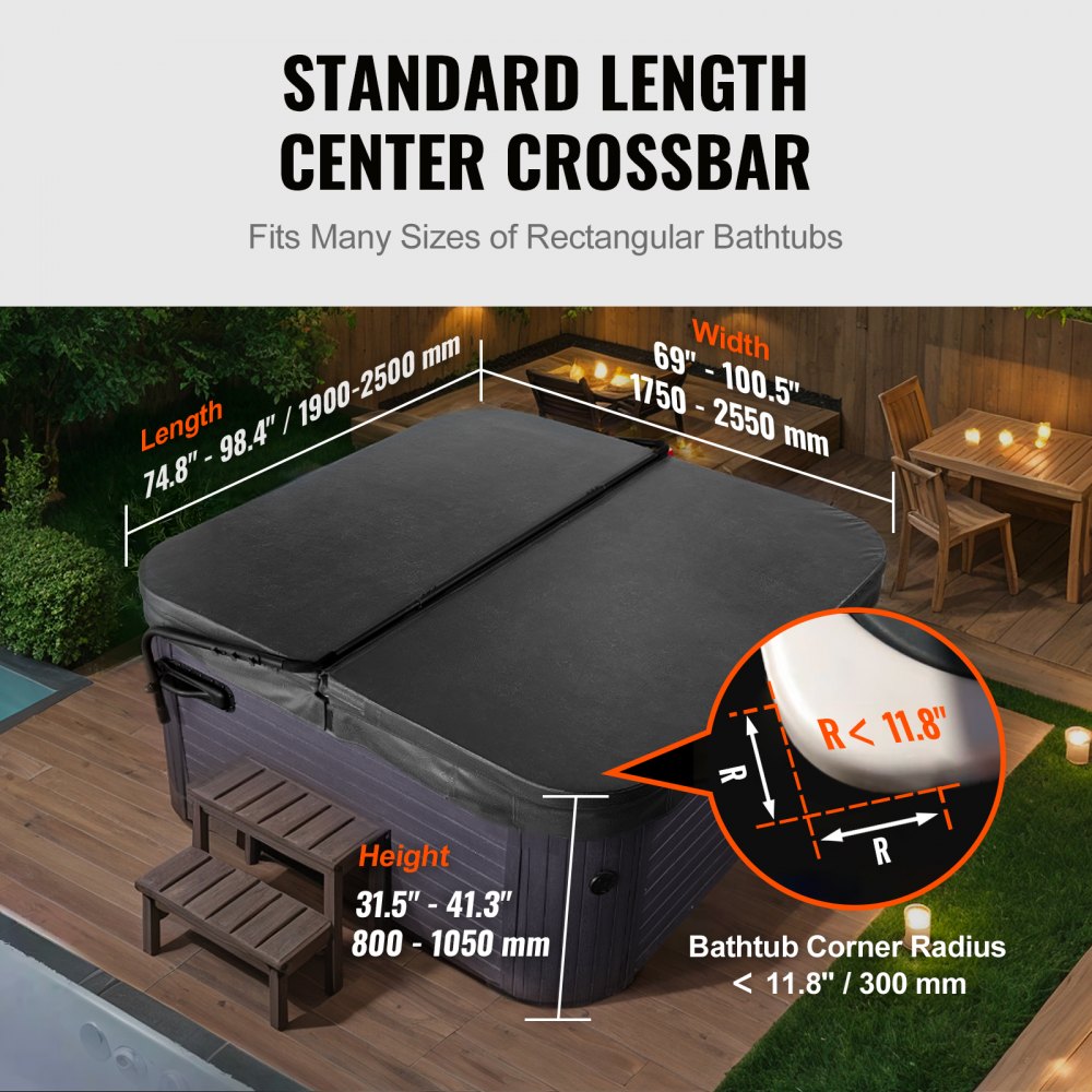 VEVOR Hot Tub Cover Lifter, Spa Cover Lifter, Breedte 175-255 cm Verstelbaar, Aan beide zijden te installeren, Hot Tub Cover Lifter voor badkuipen, hot tubs, spa's
