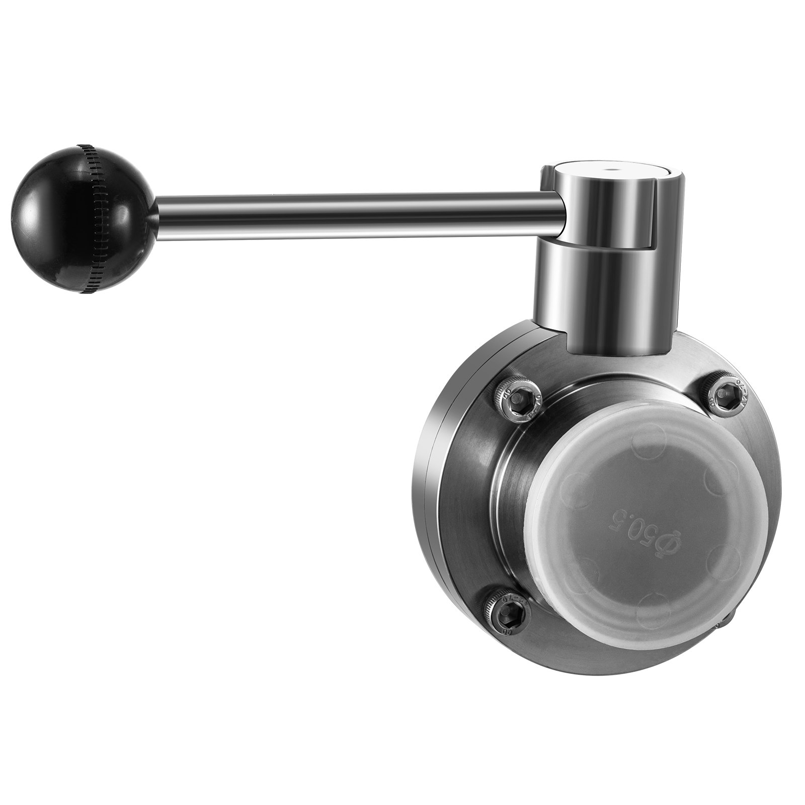 VEVOR Sanitaire Vlinderklep 15 °F tot 200 °F Roestvrij Vlinderklep 1,6 mp Tri Clamp Vlinderklep met Roterende Handgreep Veel Gebruikt in de Voedselproductie, Zuivelproductie en de Chemische Industrie
