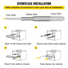 VEVOR Drawer Slides with Lock, 1 Pair 32 inch, Heavy-duty Industrial Steel up to 500 lbs Capacity, 3-Fold Full Extension, Ball Bearing Lock-in & Lock-Out, Side Mount