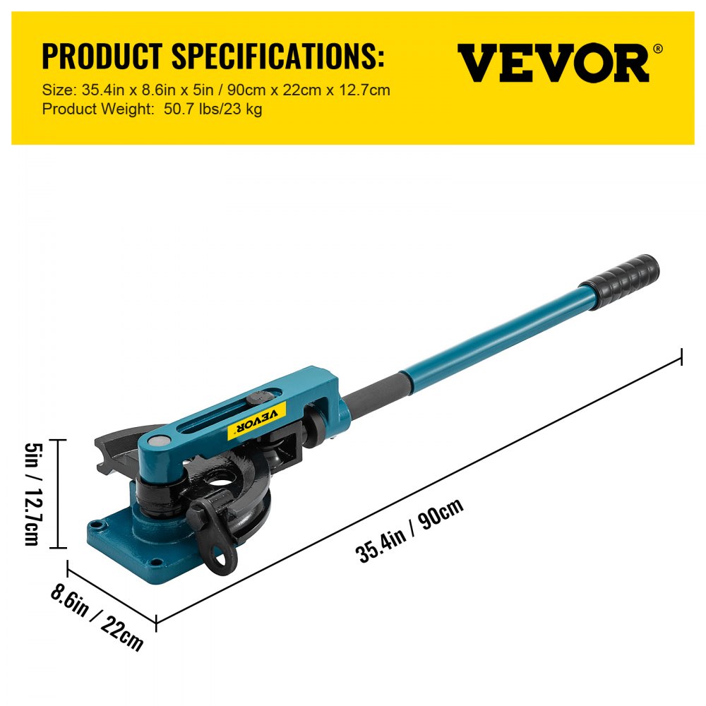 VEVOR Pipe Bender 3/8 to 1 Inch Pipe Tubing Bender Tube Bender 10 to 25mm Bending Formers Pipe Bender Set 7 Round Dies Size for Copper Brass Aluminum Stainless Steel Pipe