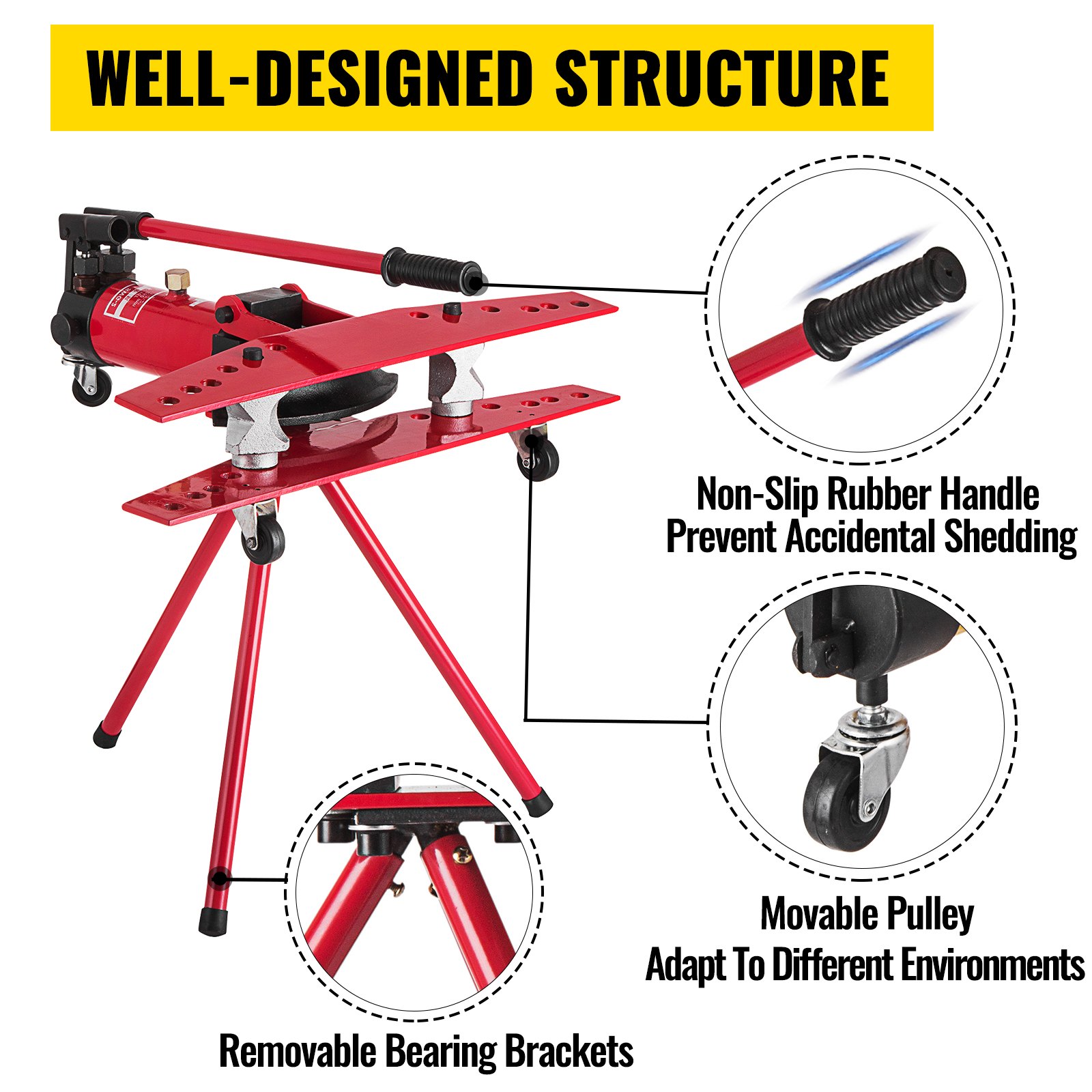 VEVOR Manual Pipe Bender Plumbers Tool 16T, Pipe Bending Machine 1/2-2 Inch, Pipe Bending Pipe Bending Machine Ø22mm-Ø60mm, Bender Tube Bender Machine Tube Bender for Heating and Piping Construction