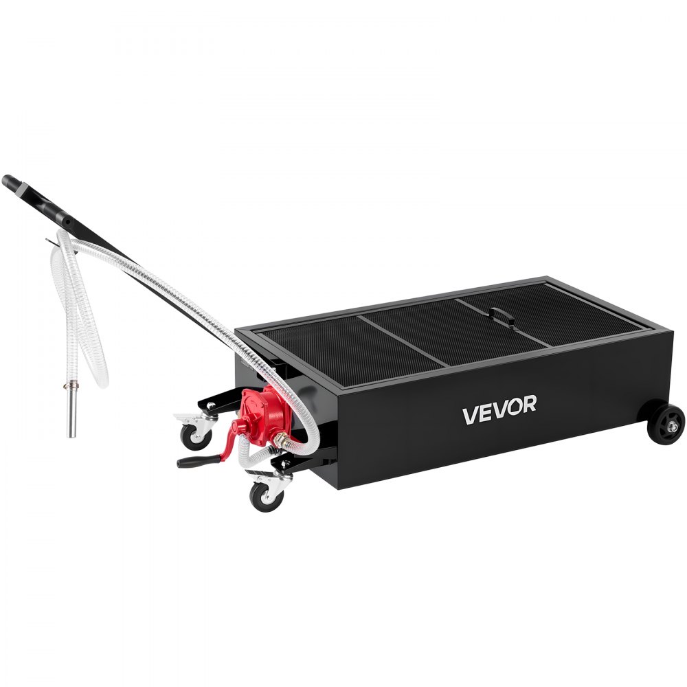 VEVOR Low Profile Olieopvangbak, 94,6L Olieopvangkar met pomp, 2,2m slang en T-handgreep, lekvrij en corrosiebestendig, voor auto's, SUV's, vrachtwagens en ATV's, zwart